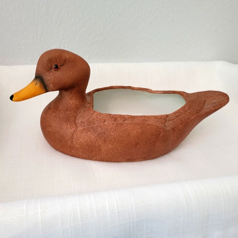 Vintage CeramicBrown Duck Shaped Planter